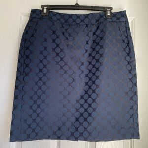 Size 6 Circle Pattern Navy Blue Pencil Skirt